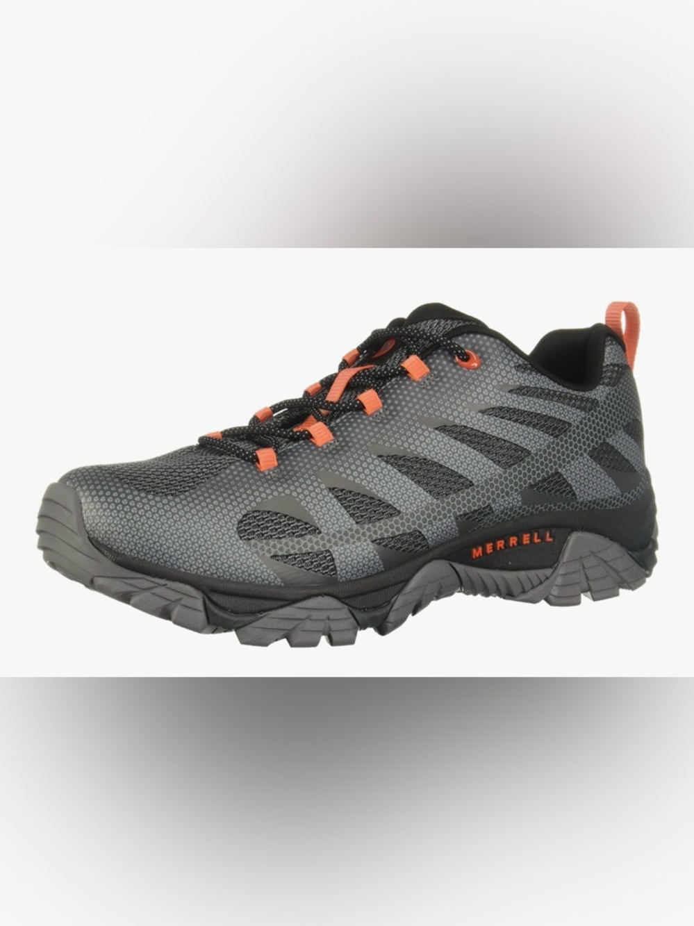 Merrell Men’s Trail Hiking Shoes Size 11 Black Grey Orange Sneakers Grip Sole